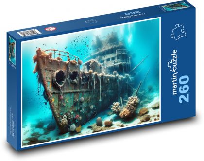 Rozbicie statku poniżej poziomu morza - Puzzle 260 elementów, rozmiar 41x28,7 cm