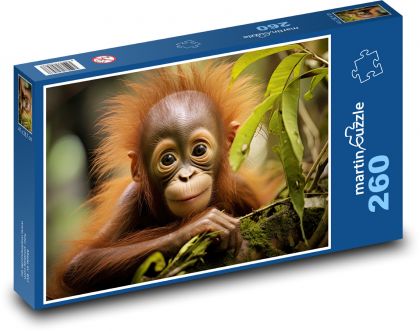 Roztomilé mládě orangutana - puzzle 260 dílků