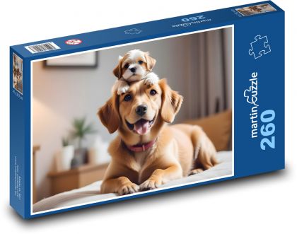 Niedlicher Welpe mit Mama - Puzzle - 260 Teile