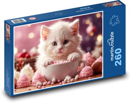 Roztomilé mačiatko s košíčkami - Puzzle 260 dielikov, rozmer 41x28,7 cm