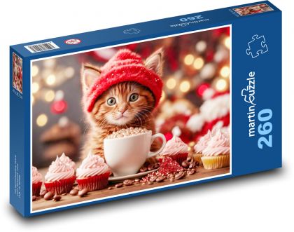 Malá mačka s dezertmi - Puzzle 260 dielikov, rozmer 41x28,7 cm