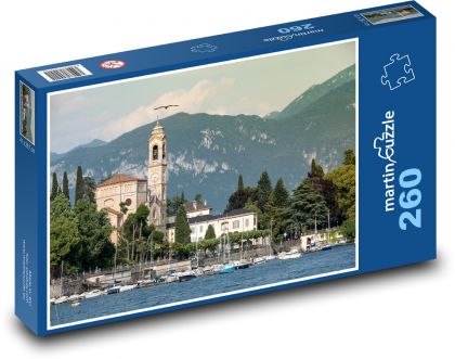 Kościół nad jeziorem - Puzzle 260 elementów, rozmiar 41x28,7 cm
