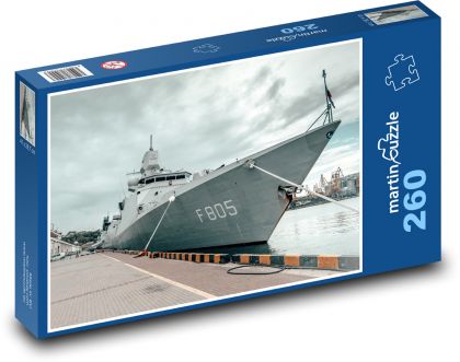 Okręt wojenny w porcie - Puzzle 260 elementów, rozmiar 41x28,7 cm
