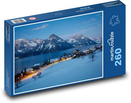 Zimní krajina u jezera - Puzzle 260 dílků, rozměr 41x28,7 cm