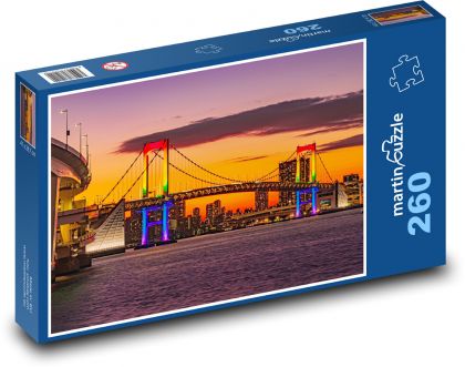 Barevný most při západu slunce - puzzle 260 dílků