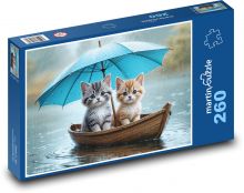 Koťata - déšť, člun Puzzle 260 dílků - 41 x 28,7 cm