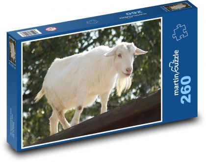 Weiße Ziege - Haustier, Bauernhof - Puzzle - 260 Teile