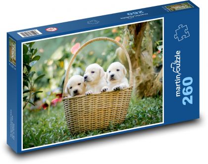 Šteniatka v košíku - Puzzle 260 dielikov, rozmer 41x28,7 cm