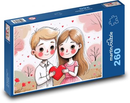 Miłość - Walentynki - Puzzle 260 elementów, rozmiar 41x28,7 cm