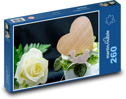 Biała Róża na Walentynki - Puzzle 260 elementów, rozmiar 41x28,7 cm