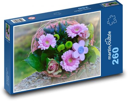 Bouquet of purple gerberas - Puzzle 260 pieces, size 41x28.7 cm 