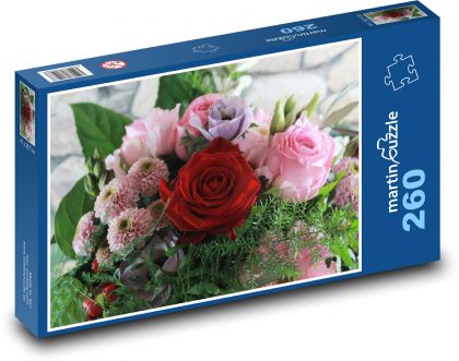 Farebná valentínska kytica - Puzzle 260 dielikov, rozmer 41x28,7 cm