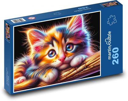 Kolorowy kotek - Puzzle 260 elementów, rozmiar 41x28,7 cm