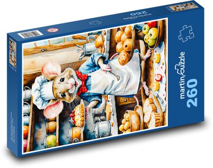 Mouse bakes desserts - Puzzle 260 pieces, size 41x28.7 cm 