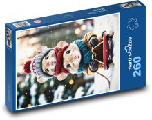 Myši na saniach Puzzle 260 dielikov - 41 x 28,7 cm 
