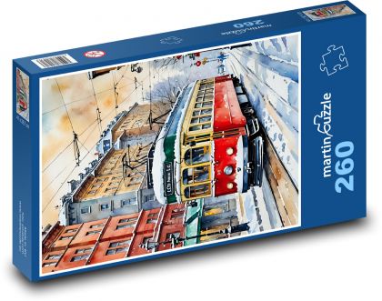 Tramwaj śnieżny - Puzzle 260 elementów, rozmiar 41x28,7 cm