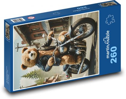 Medvedík na motorke - Puzzle 260 dielikov, rozmer 41x28,7 cm