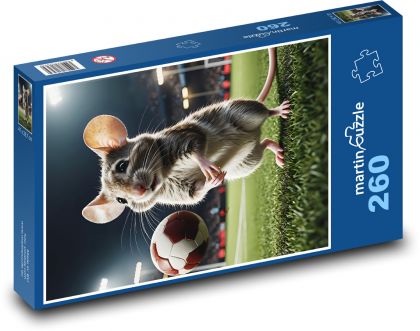 Mysz na boisku piłkarskim - Puzzle 260 elementów, rozmiar 41x28,7 cm