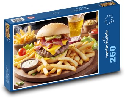 Burger a hranolky. - Puzzle 260 dielikov, rozmer 41x28,7 cm