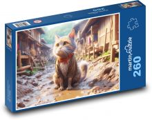 Katze im Schlamm Puzzle 260 Teile - 41 x28,7 cm