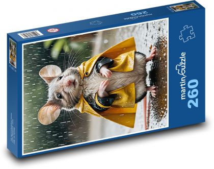 Mouse in raincoat - Puzzle 260 pieces, size 41x28.7 cm 