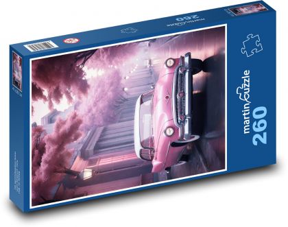 Ružové auto - Puzzle 260 dielikov, rozmer 41x28,7 cm