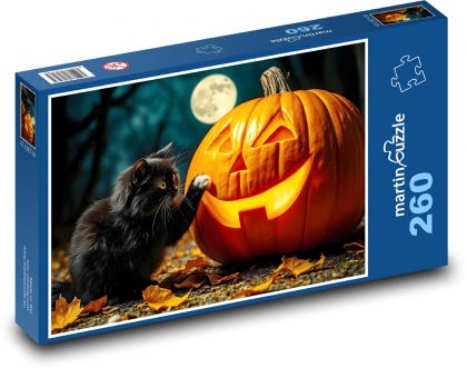 Kürbis und schwarze Katze - Puzzle - 260 Teile