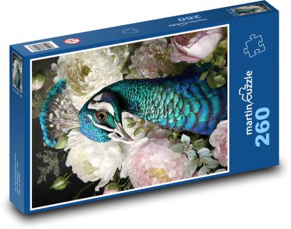 Pták - páv - puzzle 260 dílků