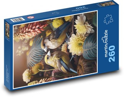 Ptaki fantasy - Puzzle 260 elementów, rozmiar 41x28,7 cm