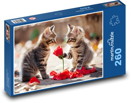 Dárek k Valentýnu - koťata - puzzle 260 dílků