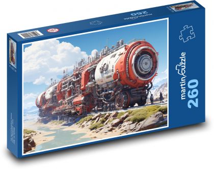 Retro train fantasy - Puzzle 260 elementów, rozmiar 41x28,7 cm