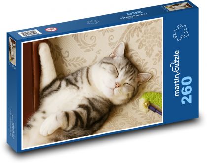 Śpiący kot - Puzzle 260 elementów, rozmiar 41x28,7 cm