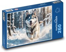 Pies w śniegu Puzzle 260 elementów - 41x28,7 cm