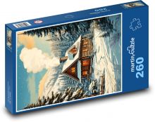 Domek zimą Puzzle 260 elementów - 41x28,7 cm