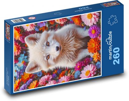 Lis w kwiatach - Puzzle 260 elementów, rozmiar 41x28,7 cm