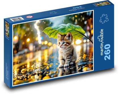Im Regen sitzendes Kätzchen - Puzzle - 260 Teile