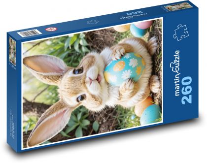 Veľkonočné vajíčko a zajačik - Puzzle 260 dielikov, rozmer 41x28,7 cm