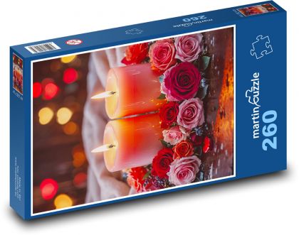 Sviečky a ruže - Puzzle 260 dielikov, rozmer 41x28,7 cm