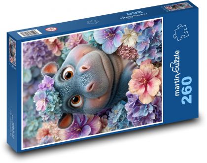 Hipopotam - Puzzle 260 elementów, rozmiar 41x28,7 cm