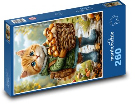 Mushroom cat - Puzzle 260 pieces, size 41x28.7 cm 
