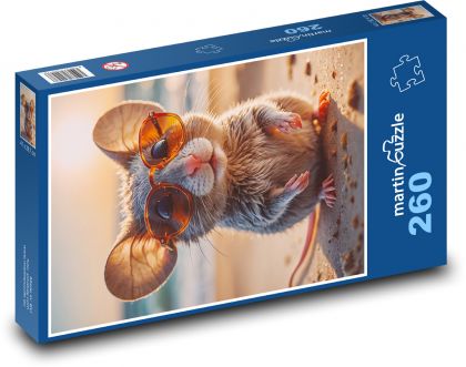Mouse in glasses - Puzzle 260 pieces, size 41x28.7 cm 