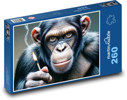 Šimpanz so zápalkou - Puzzle 260 dielikov, rozmer 41x28,7 cm