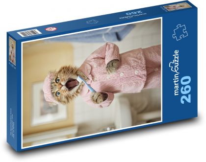 Cat in the bathroom - Puzzle 260 pieces, size 41x28.7 cm 