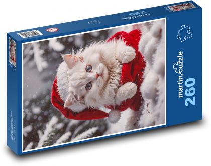 Biela mačka v snehu - Puzzle 260 dielikov, rozmer 41x28,7 cm