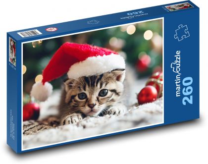 Vianočná fotka - mačiatko - Puzzle 260 dielikov, rozmer 41x28,7 cm