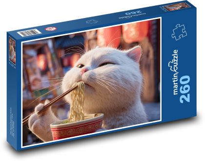 Mačka a rezance - Puzzle 260 dielikov, rozmer 41x28,7 cm