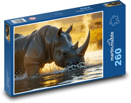 Nashorn im Wasser - Puzzle - 260 Teile