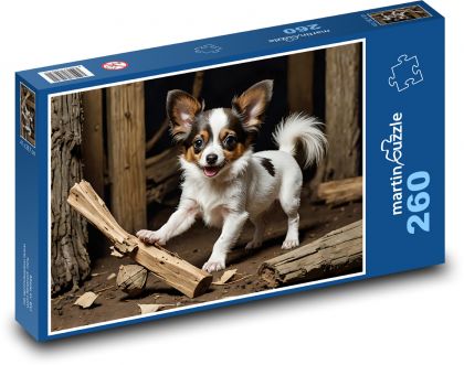 Dog - papillon - Puzzle 260 pieces, size 41x28.7 cm 
