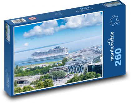 Port - statek - Puzzle 260 elementów, rozmiar 41x28,7 cm