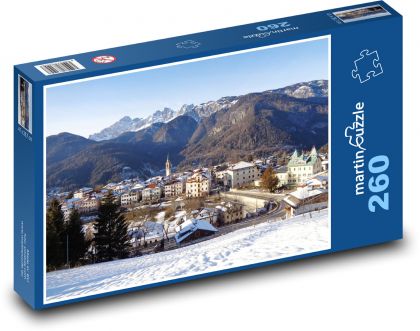 Itálie - zasněžené domy - puzzle 260 dílků